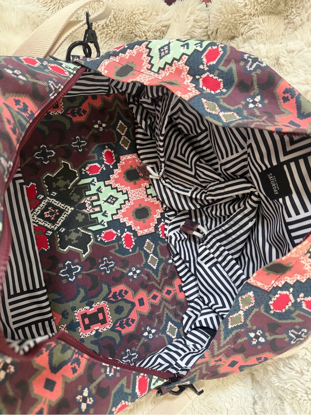 👜 Kate Spade New York Southwestern Aztec Print Weekender Duffel Travel Bag - Picture 7 of 7